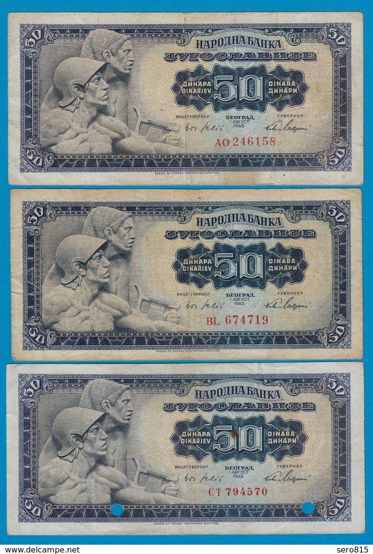 Jugoslawien - Yugoslavia 3 Stück á50 Dinara Banknote 1965 F (4) Pick 79  (18306 - Jugoslavia