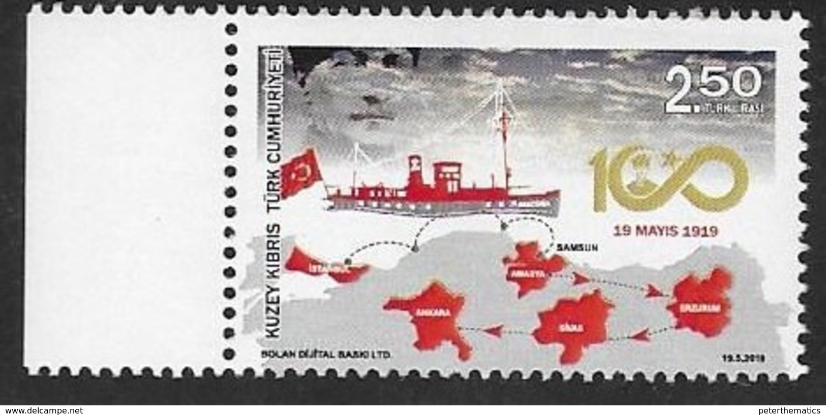 TURKISH CYPRUS, 2019, MNH, 100 YEARS OF WAR OF INDEPENDENCE, SHIPS, KEMAL ATATURK,1v - Other & Unclassified