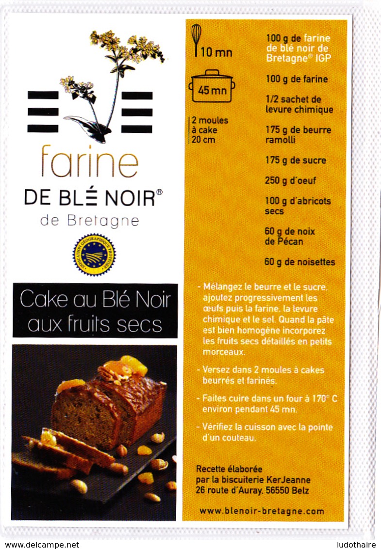 CP, Cake Au Blé Noir Aux Fruits Secs, Bretagne, Recette De Cuisine Bretonne - Recettes (cuisine)