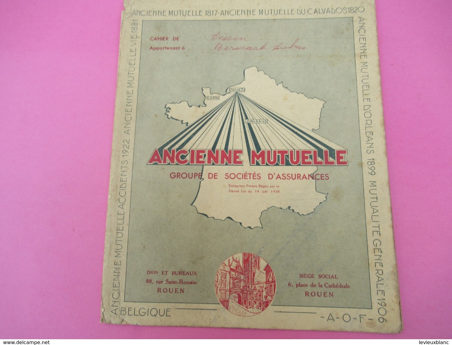 Protège-Cahier/Ancienne Mutuelle/ROUEN Place De La Cathédrale /Cahier De Dessin /Marvin / /Vers 1940-1950  CAH222 - Banco & Caja De Ahorros