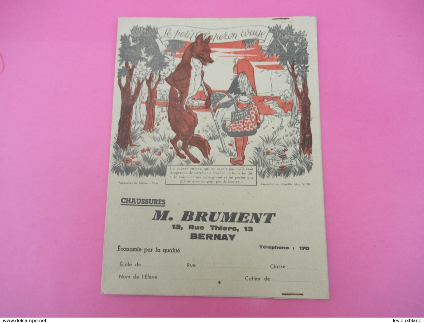 Protège-Cahier/Chaussures/ Le Petit Chaperon Rouge/ BRUMENT /  Rue Thiers BERNAY/ Eure /Vers 1930-1950  CAH223 - Chaussures