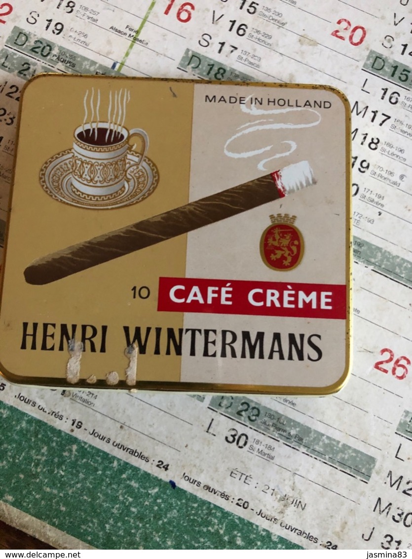 Boîte De Cigare Café Crème ( Boite En Fer) - Boites à Tabac Vides