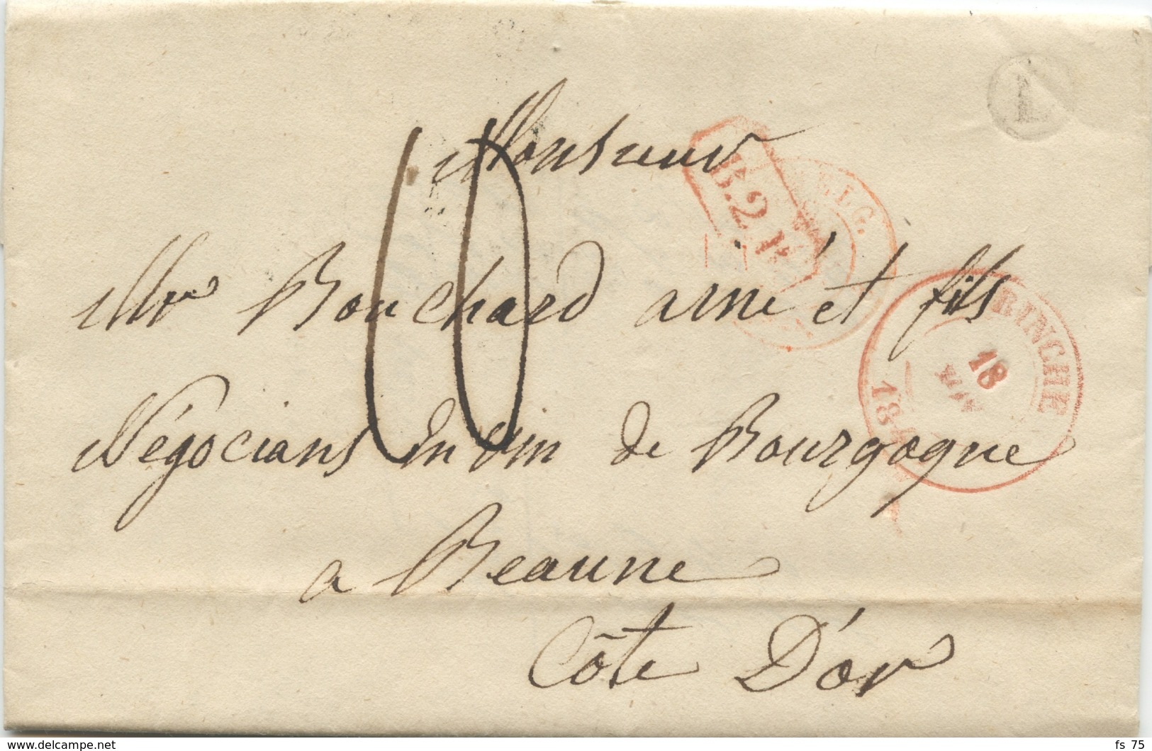 BELGIQUE - CAD BINCHE + BOITE L SUR LETTRE AVEC TEXTE DE GOGNIES HONDENG POUR LA FRANCE, 1840 - 1830-1849 (Onafhankelijk België)