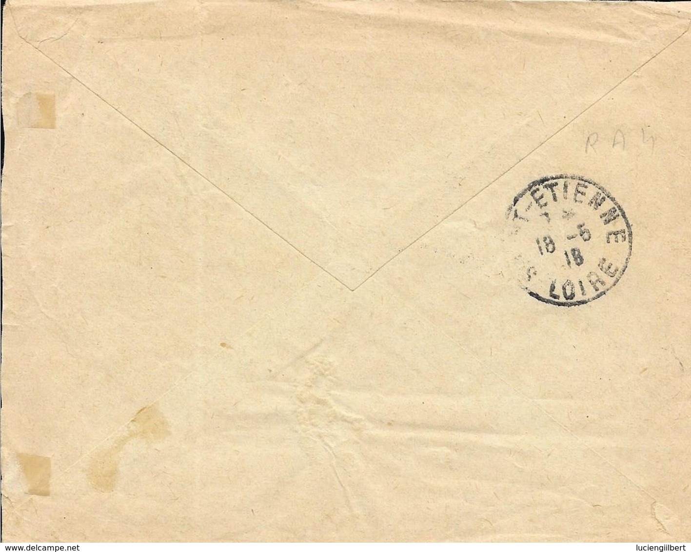 CACHET : MARINE NATIONALE SERVICE A LA MER - REGION 13 - 1918 - ENVELOPPE MANUFACTURE ST ETIENNE - CACHET RA4 ST ETIENNE - 1. Weltkrieg 1914-1918