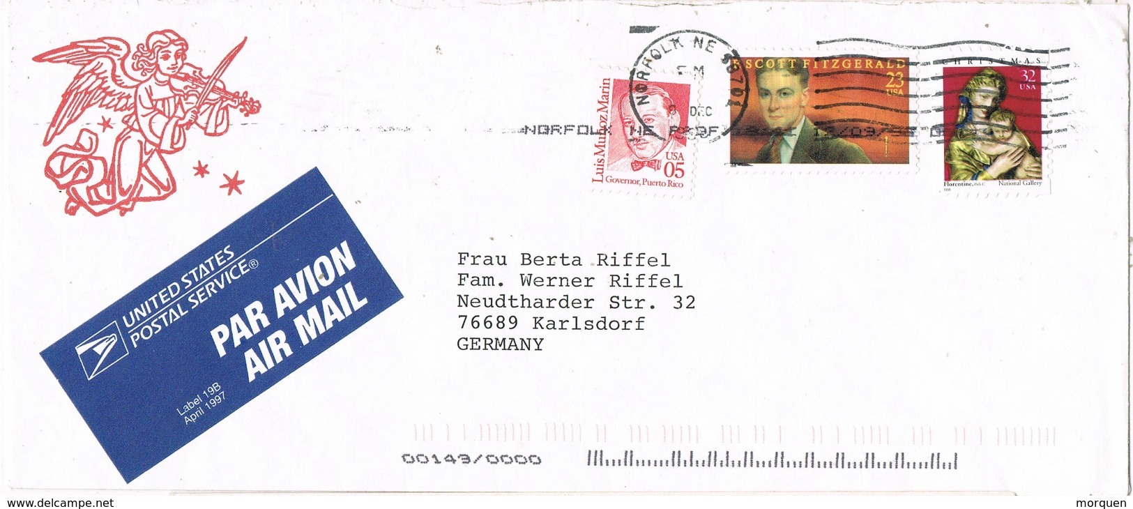 33833. Carta Aerea NORFOLK (Ne) 1993. Benedictine Mission House - Cartas & Documentos