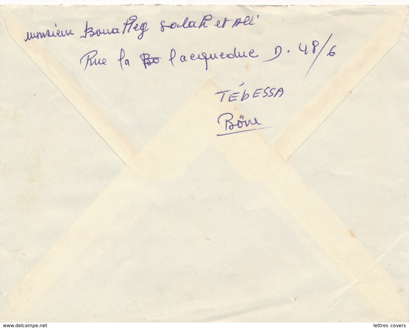 ALGERIE CàD " TEBESSA BONE 28/5/63 " Sur Lettre RECOMMANDÉE Qffrt Hassi Messaoud - Algeria (1962-...)