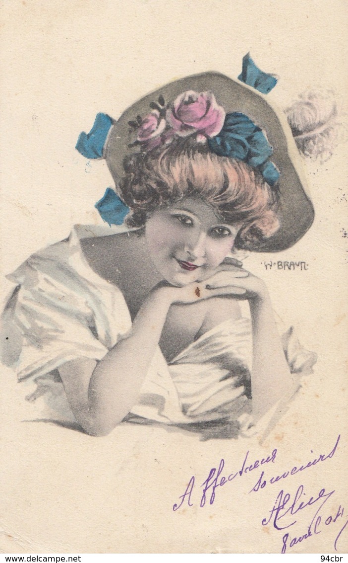 CPA (illustrateur)  Femme Chapeau (w Braun)   ( B.bur Illust) - Braun, W.