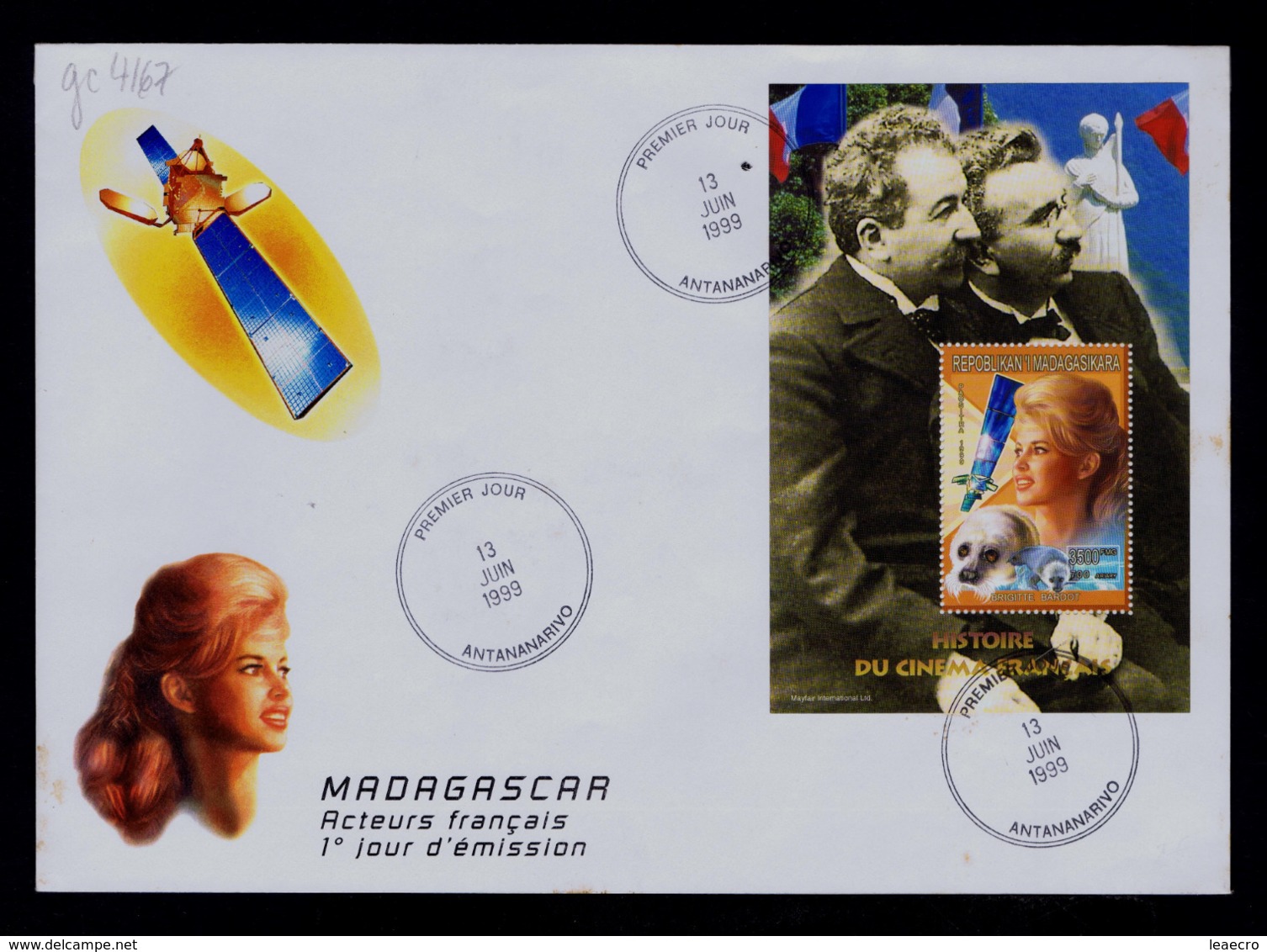 LUMIÈRE BROTHERS Focas Animals Faune Maritime Films Artists Ciné BRIGITTE BARDOT Fdc 1999 MADAGASKAR Gc4167 - Autres & Non Classés