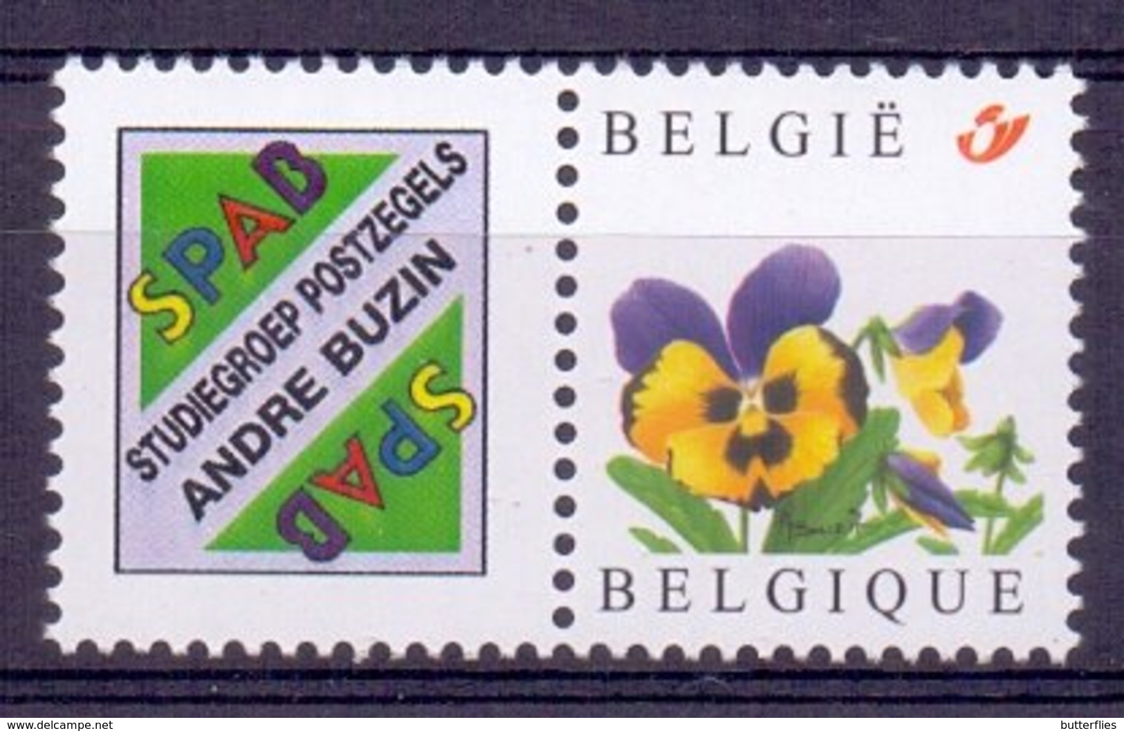 Belgie  - **  Duostamp  - SPAB - Studiegroep Postzegels - Viooltje - A.Buzin ** Beperkte Uitgifte - Nuevos