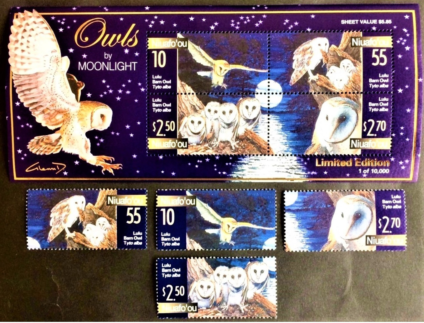 # Niuafo'ou 2001**Mi.382-85 + Bl.31 Owls , MNH[19;160] - Búhos, Lechuza