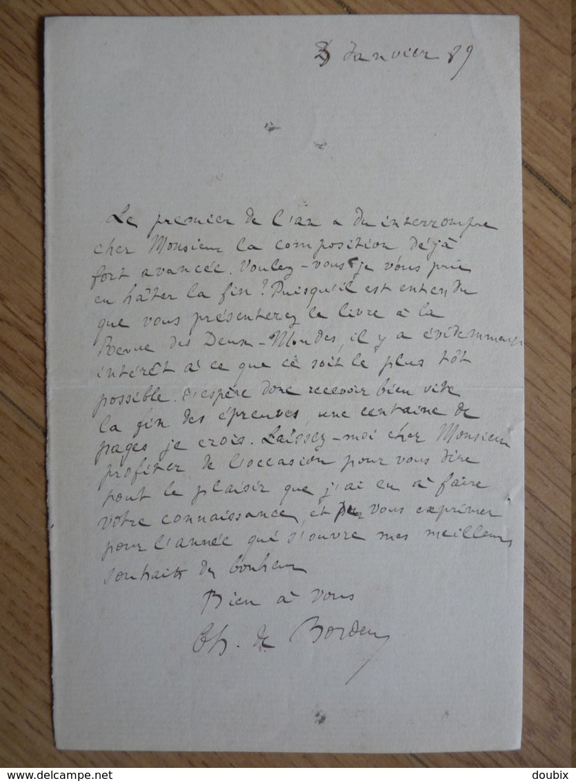Charles De BORDEU (1857-1926) Ecrivain & Poète. Ami Francis JAMMES. Maire ABOS. BEARN. 2 X Autographe - Autres & Non Classés