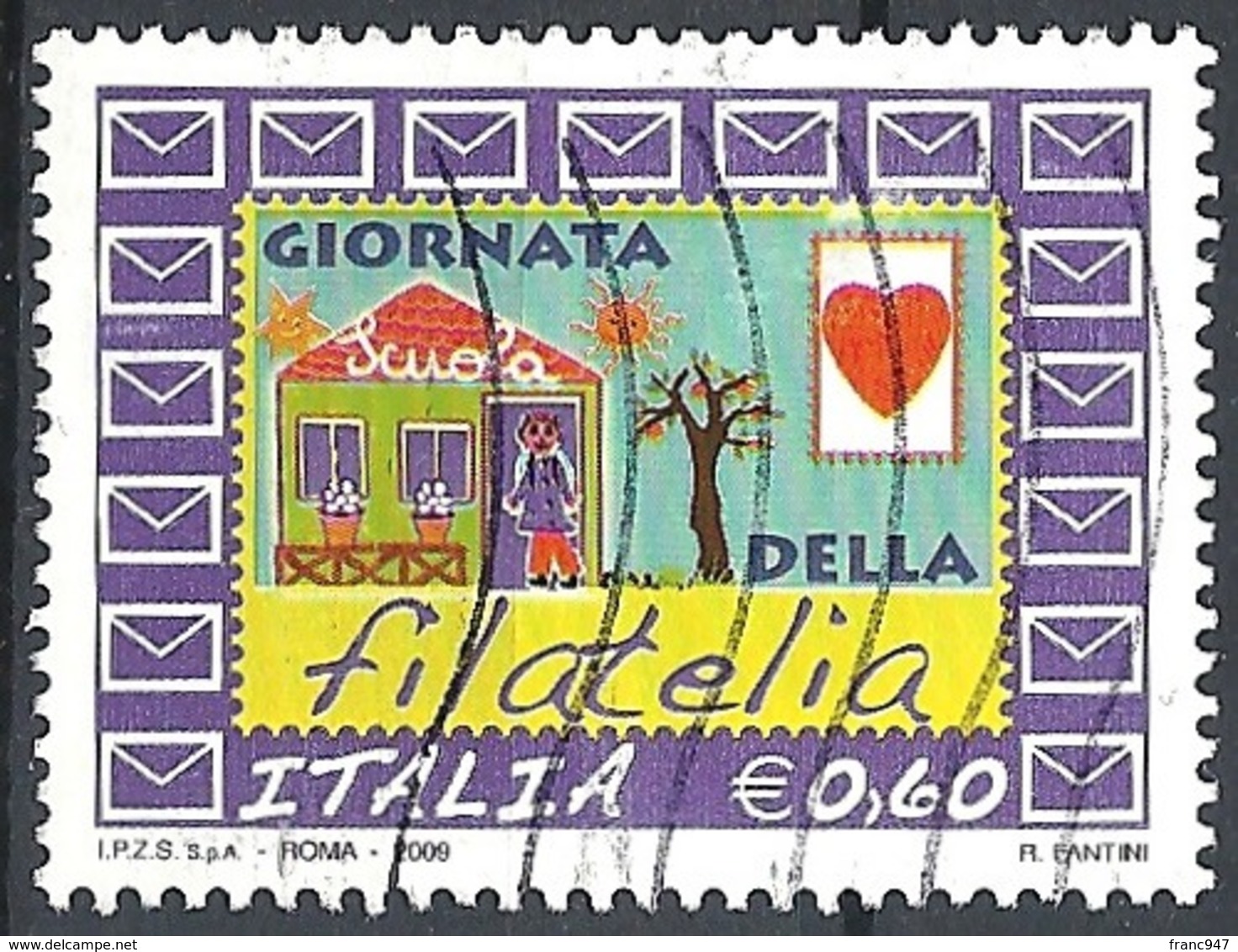 Italia, 2009 PGiornata Della Filatelia, 0.60€ # Sassone 3126 - Michel 3334 - Scott 2965  USATO - 2001-10: Usati