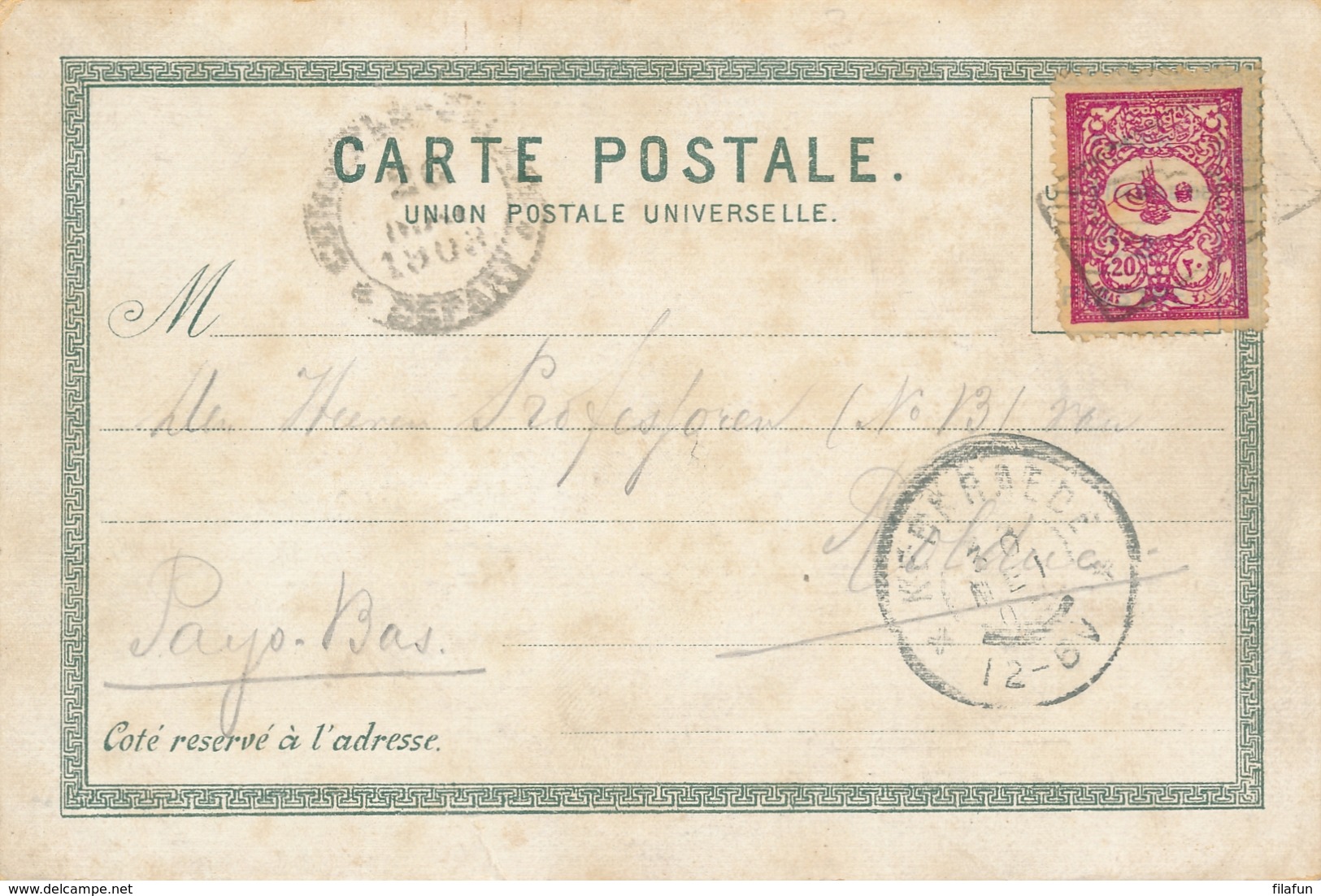 Turkey - 1903 - 20Pia Single Franking On Colourful Postcard To Rolduc / Nederland - Brieven En Documenten