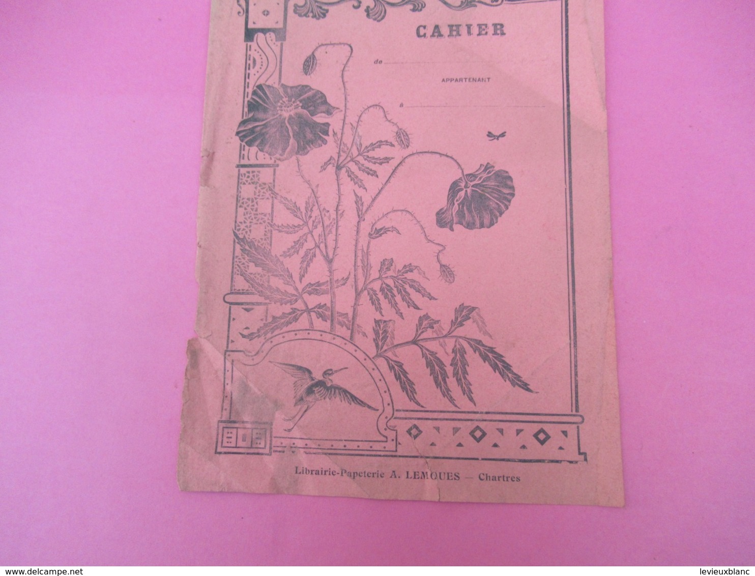 Couverture De Cahier D’écolier/Arts Déco/ Coquelicots/Librairie Papeterie LEMOUES/CHARTRES /Vers 1935     CAH234 - Papeterie
