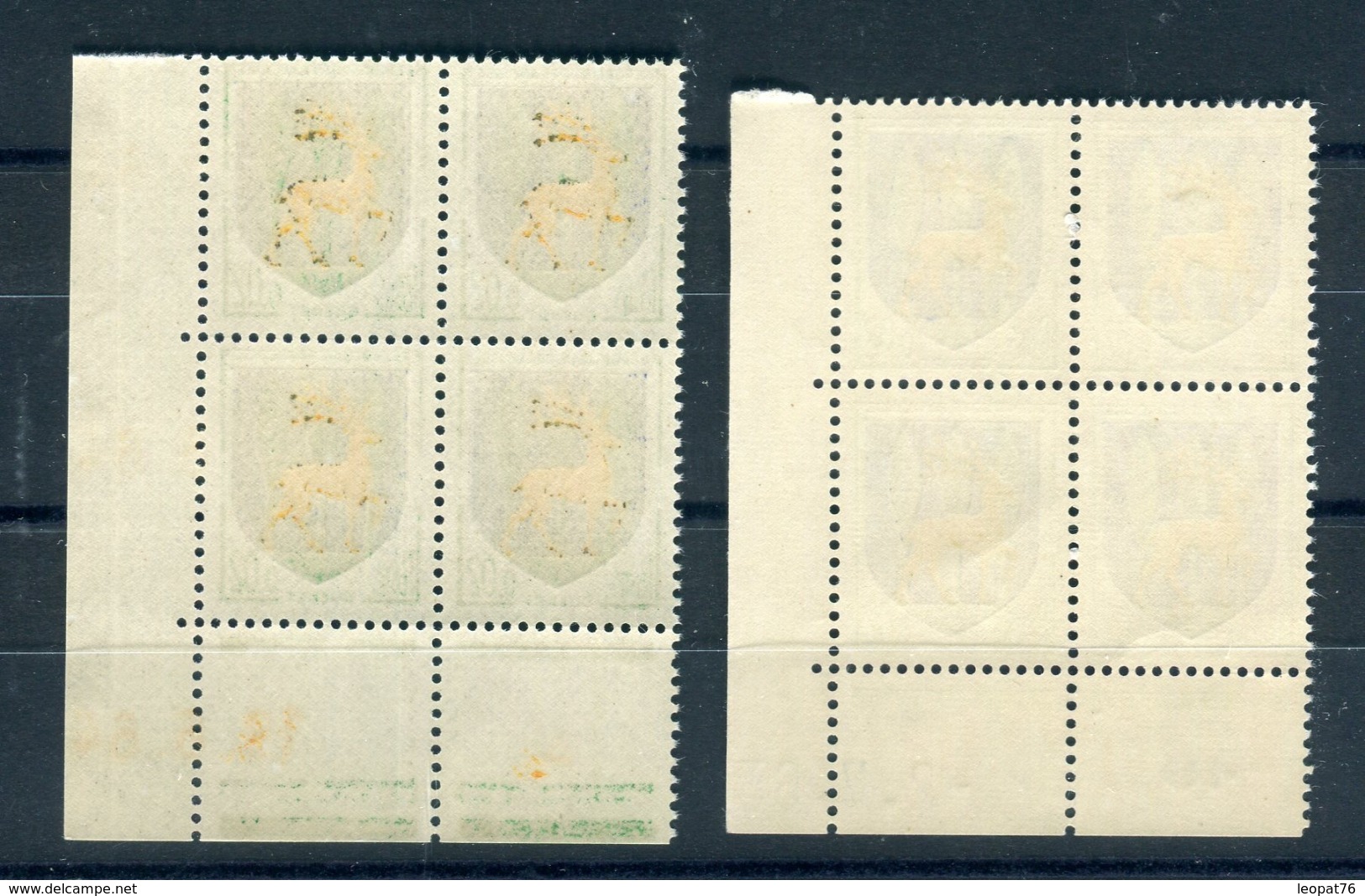 Variété N° Yvert 1351B, Jaune Foncé + Jaune Clair En Blocs De 4 Coins Datés , Neufs Luxe - Prix Fixe - Réf V 748 - Unused Stamps