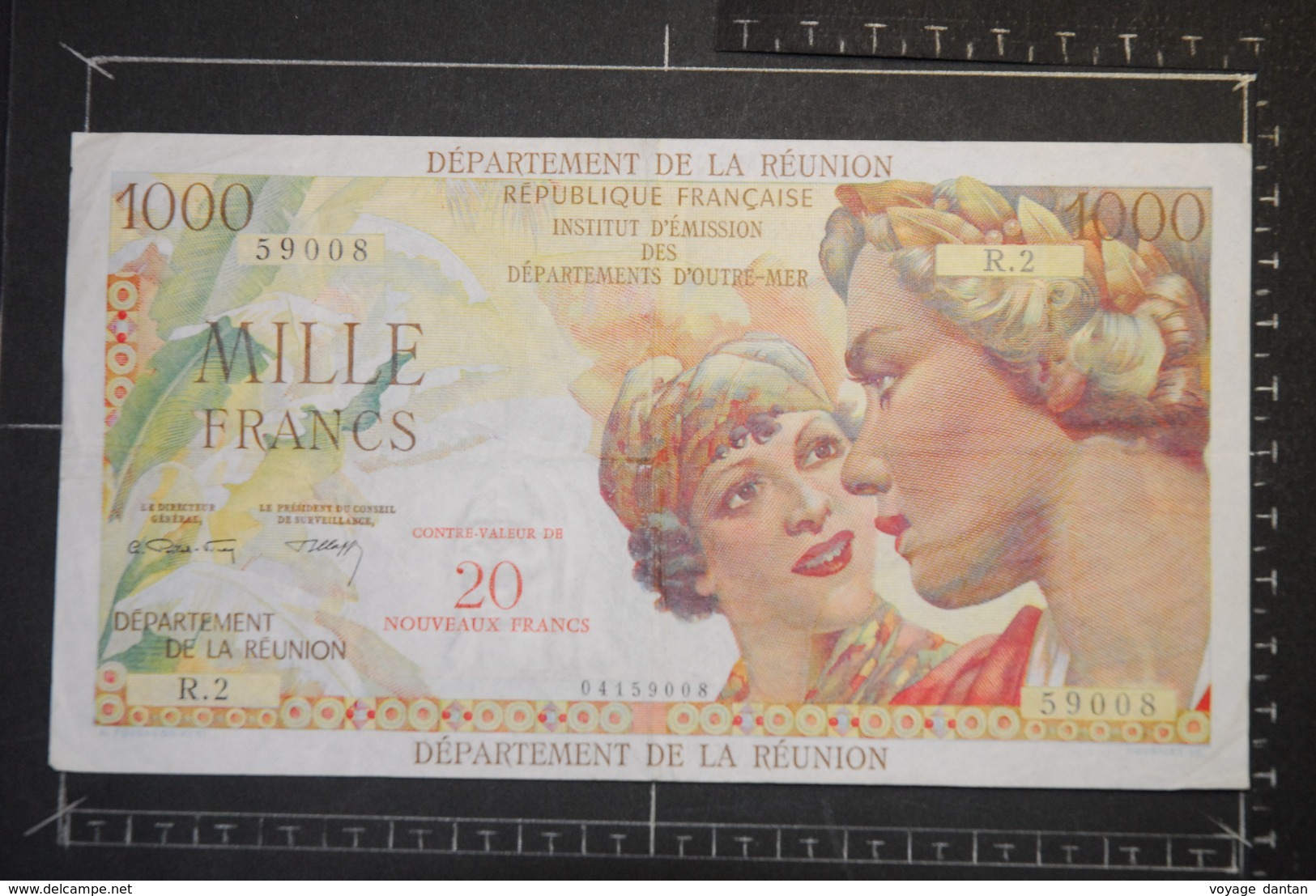 Billet, REUNION, 1000 Francs Contre Valeur De 20 Nouveaux Francs Institut D'Emission Des Départements D'Outre Mer - Réunion