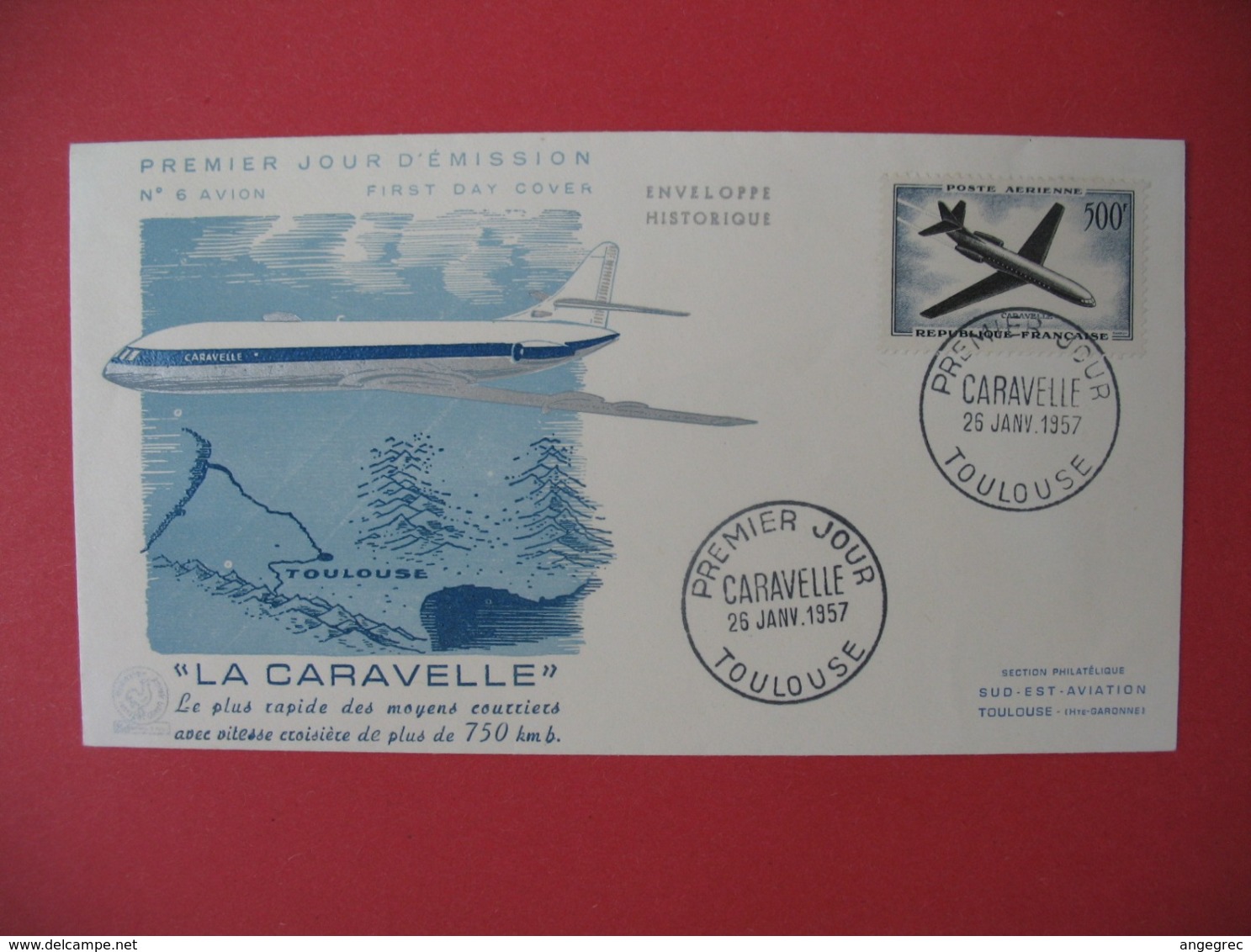 FDC France 1957   N° PA 36    Prototypes - Sud-Aviation " Caravelle " - 1950-1959