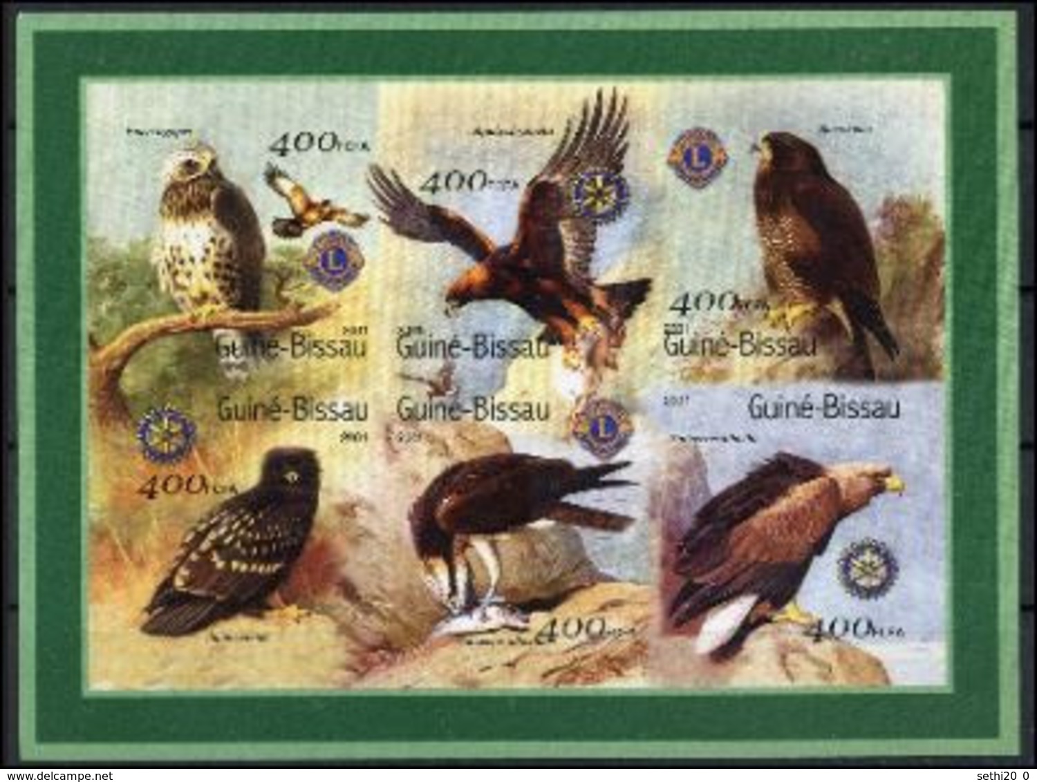 Guinee Bissau 2001 Lions Club Buses Aigles Imperf  MNH - Rotary, Lions Club