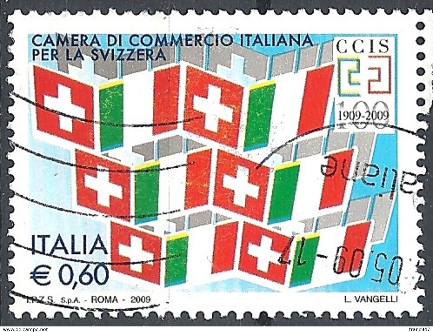 Italia, 2009 Camera Di Commercio Italiana Per La Svizzera 0.60 € # Sassone 3082 - Michel 3291 - Scott 2922 USATO - 2001-10: Usados