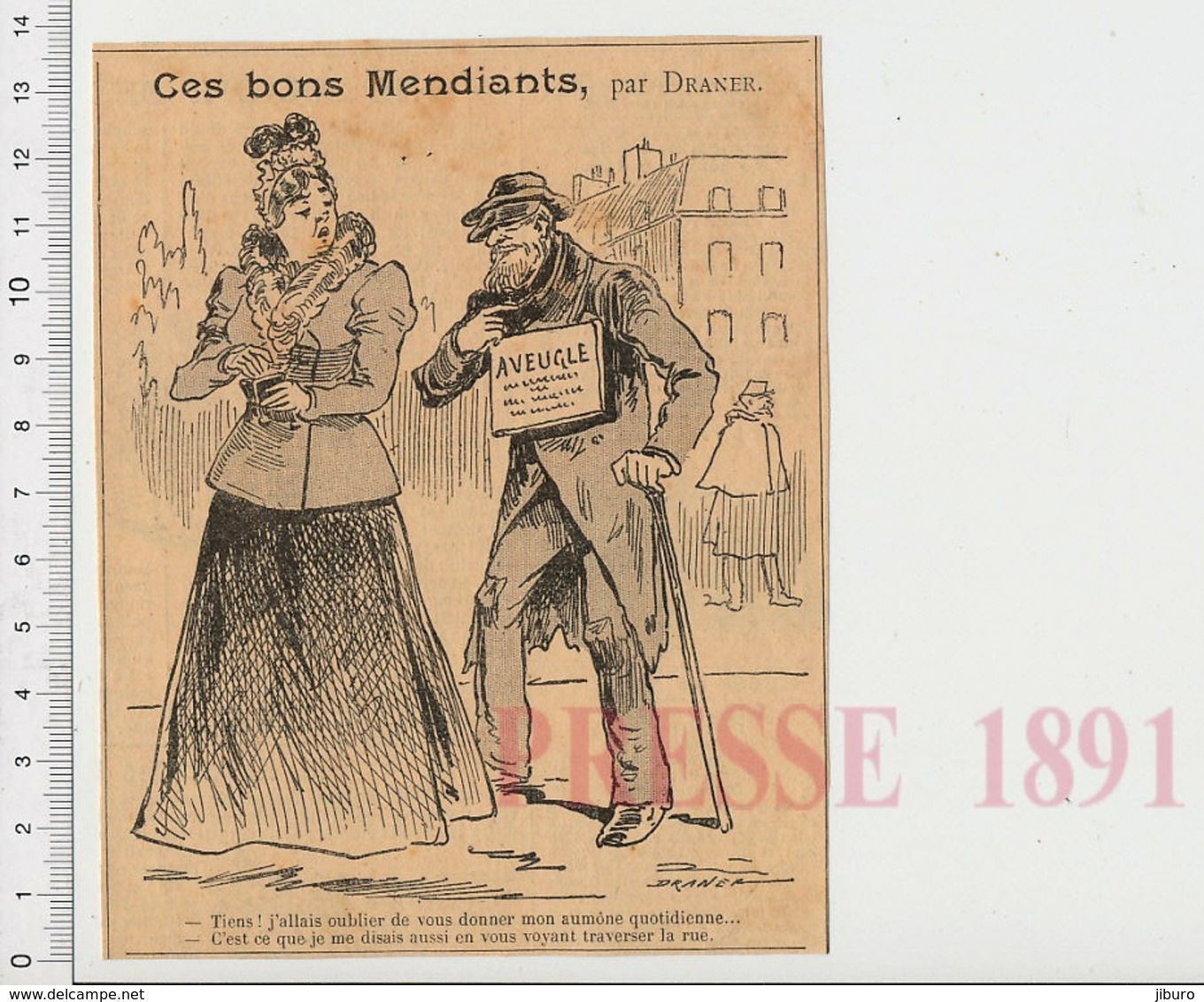 Humour De 1899 Mendiant Aveugle Mendicité 223CHV11 - Non Classés