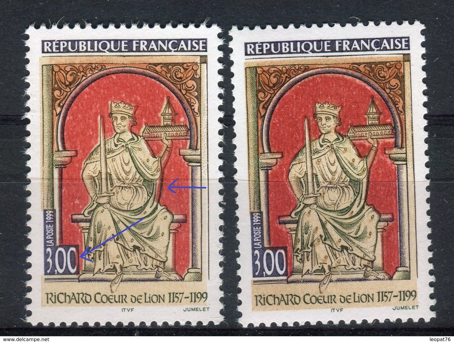 Variété N° Yvert 3238 , 1 Exemplaire Avec Le Rouge Décalé Vers La Gauche + 1 Normal , Neufs Luxe - Prix Fixe - Réf V 759 - Unused Stamps