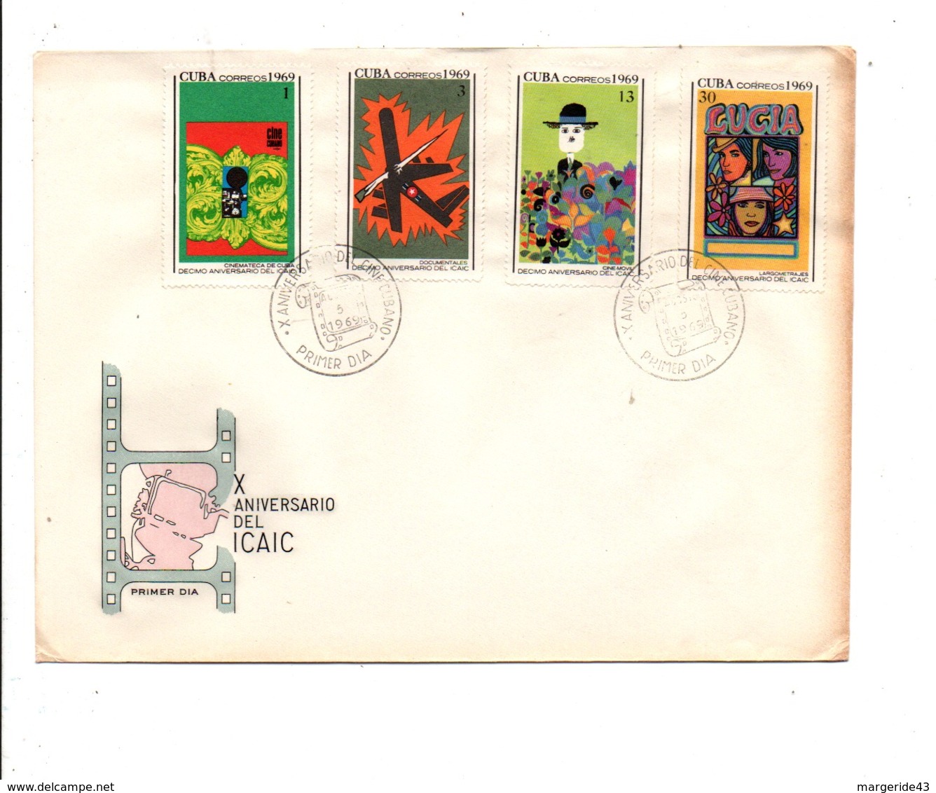 CUBA FDC 1969 10 ANS INDUSTRIE CUBAINE DU FILM - FDC