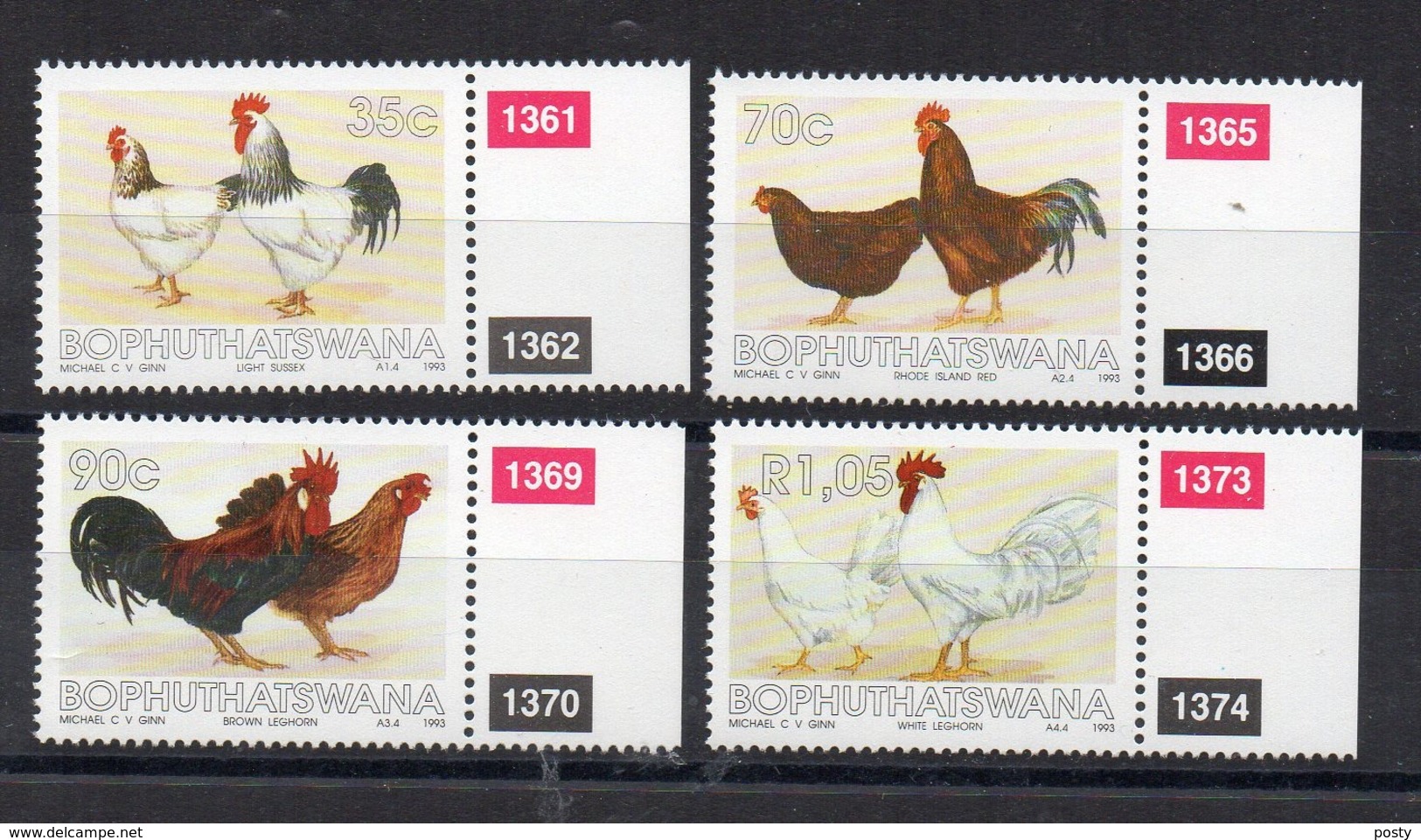 BOPHUTHATSWANA - CHICKEN - HEN - POULES - COQ - ANIMAUX DE LA FERME - FARM ANIMALS - 1993 - - Bophuthatswana