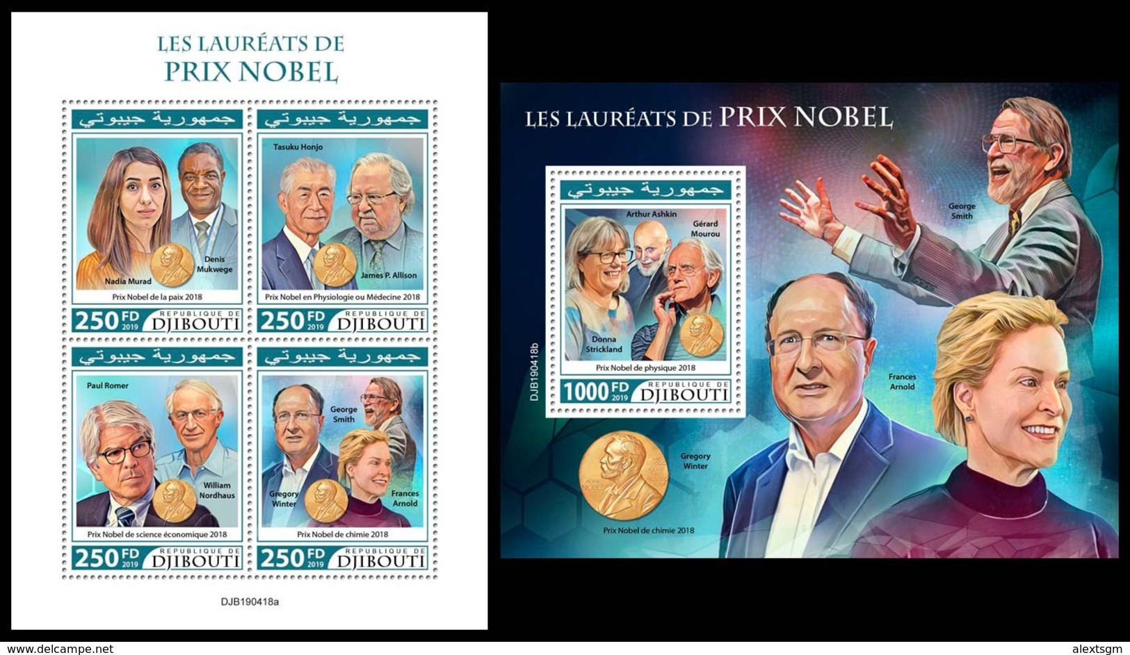 DJIBOUTI 2019 - Nobel Prize, M/S + S/S. Official Issue [DJB190418] - Premio Nobel