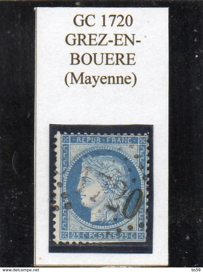 Mayenne - N° 60C (déf) Obl GC 1720 Grez-en-Bouère - 1871-1875 Cérès