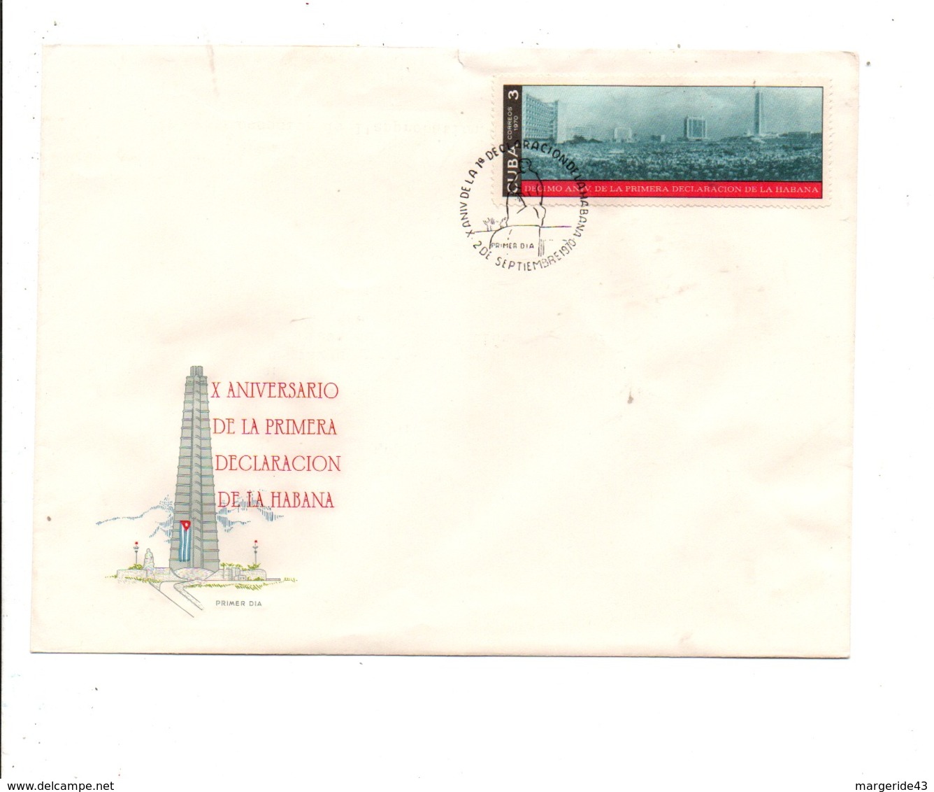 CUBA FDC 1970 10 ANS DE LA PREMIERE DECLARATION DE LA HAVANE - FDC