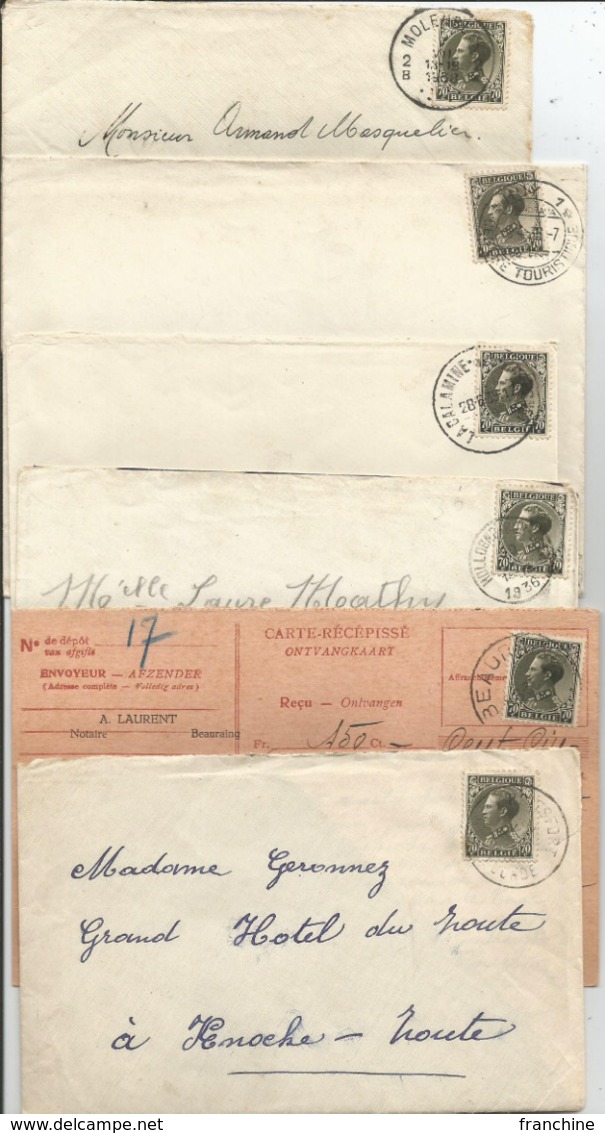 1934 - COB N° 401 à 403 Oblitérés (o) Sur Lettre, Carte Ou Doc. - 14 Exemplaires  ATTENTION POUR ENVOI : FORMAT > NORMAL - Lettres & Documents