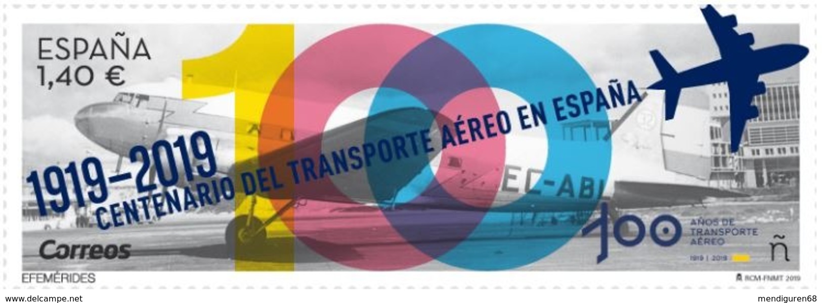 ESPAGNE SPANIEN SPAIN ESPAÑA 2019 CENT AIR TRANSPORT (1919-2019) MNH ED 5339 MI 5374 YT 5081 - Neufs