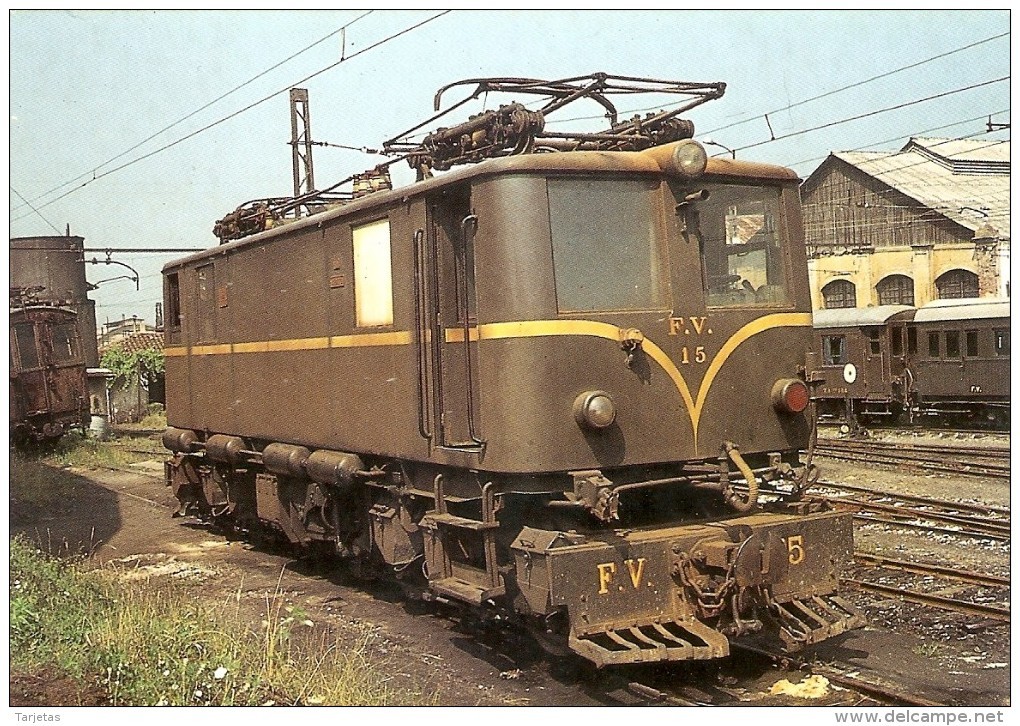 Nº363 POSTAL DE ESPAÑA DE UNA LOCOMOTORA ELECTRICA EN DURANGO (TREN-TRAIN-ZUG) AMICS DEL FERROCARRIL - Trenes