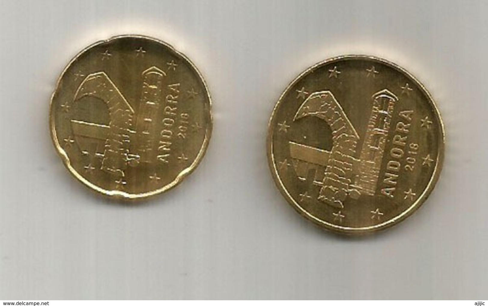 Andorra Euro Coins (2) Brand New, Perfect, Year 2018 - Andorre