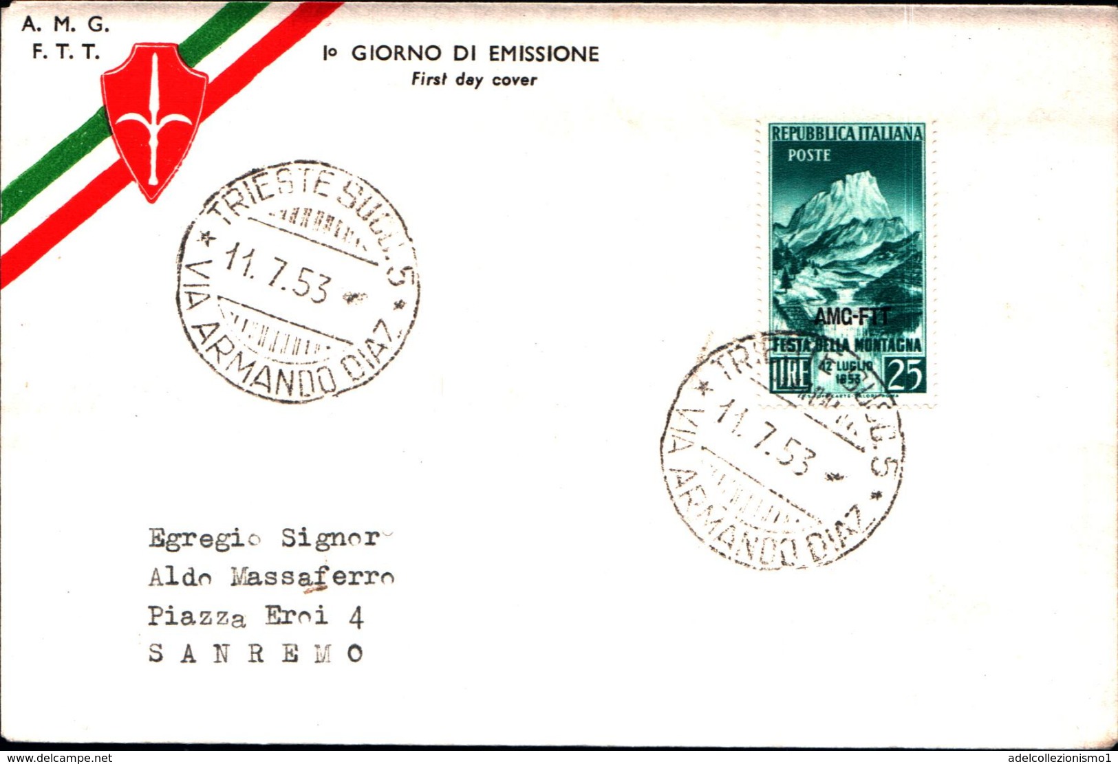 6978) ITALIA-Trieste Zona A-FDC-Festa Della Montagna - 11 Luglio 1953 - Storia Postale