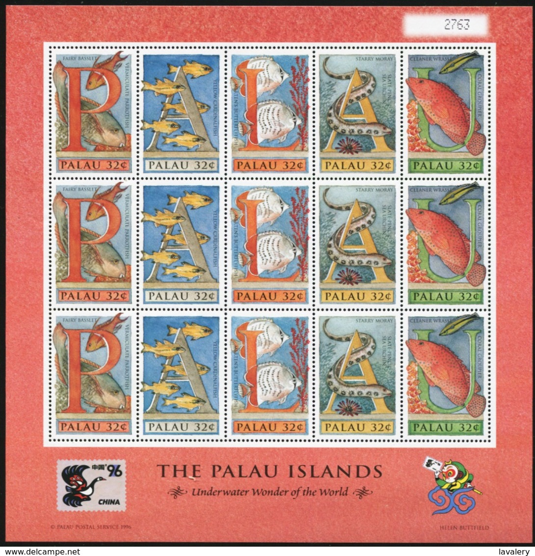 PALAU 1996 Underwater Wonder Of The World Fish Fishes Marine Life CHINA'96 Animals Fauna MNH - Marine Life