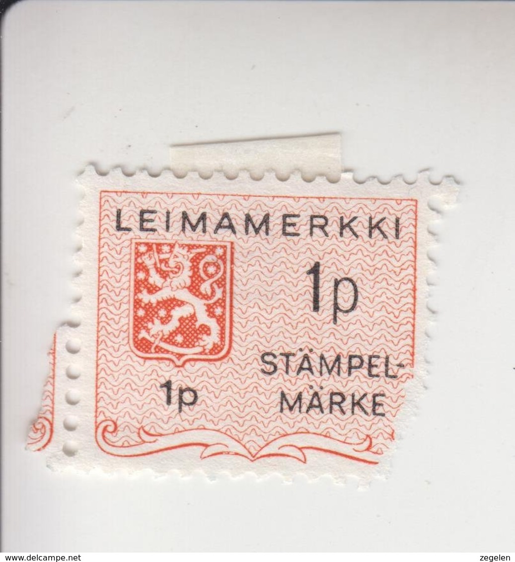 Finland Fiskale Zegel Cat. Barefoot Stämpelmärke 219 Rechteronderhoek Ontbreekt - Revenue Stamps