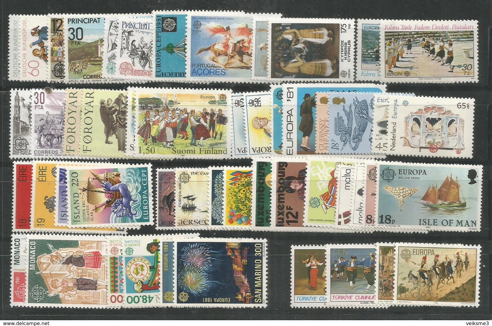 53 Stamps DIFFERENT - MNH - Europa-CEPT - Art - Cultures - 1981 - 1981