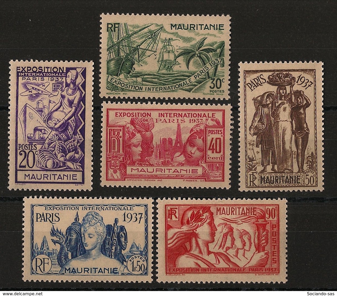 Mauritanie - 1937 - N°Yv. 66 à 71 - Exposition Internationale - Série Complète - Neuf * / MH VF - Unused Stamps