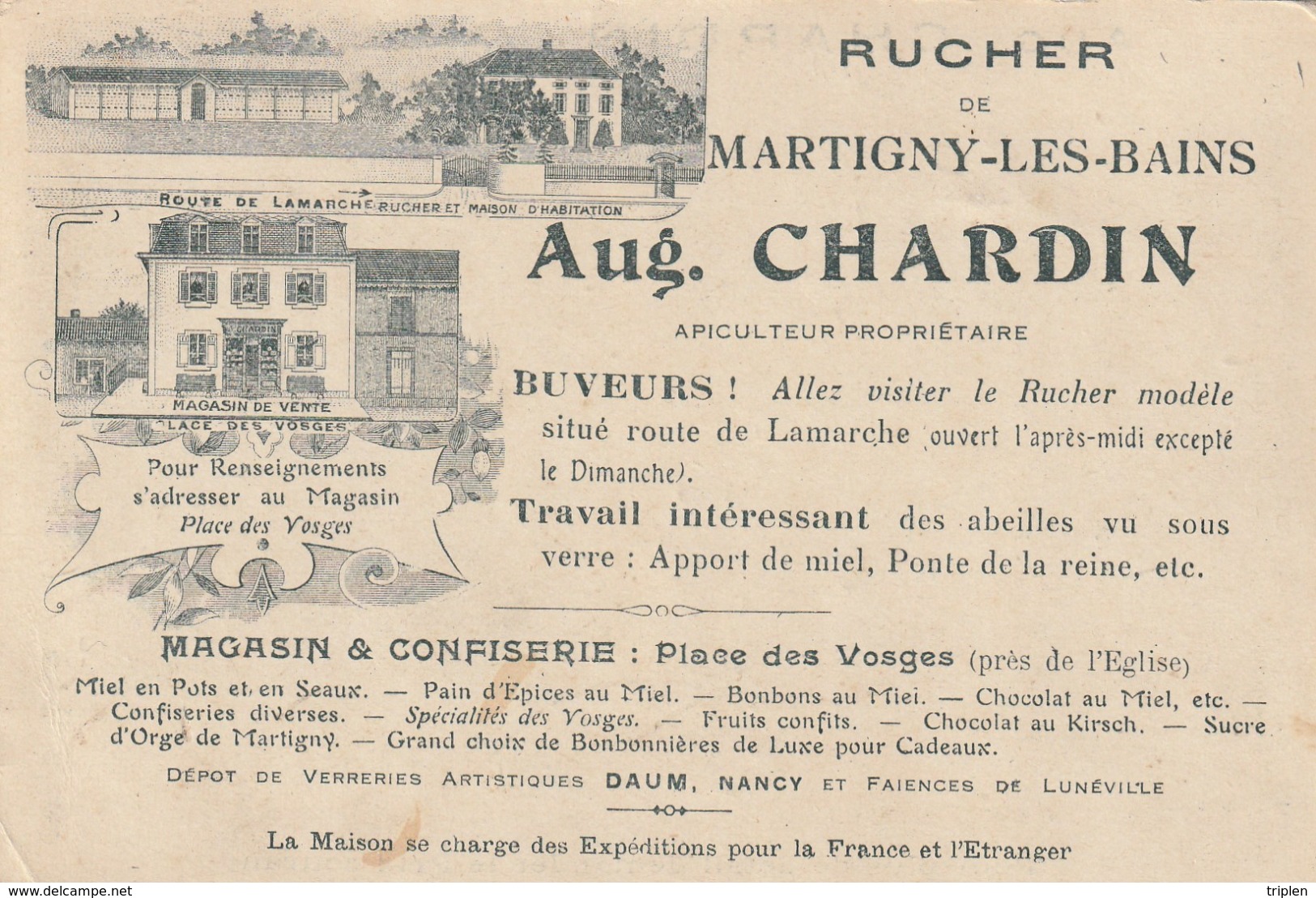 Martigny Les Bains - Rucher Aug. Chardin - Apiculteur - Route De Lamarche - Place Des Vosges - Autres & Non Classés