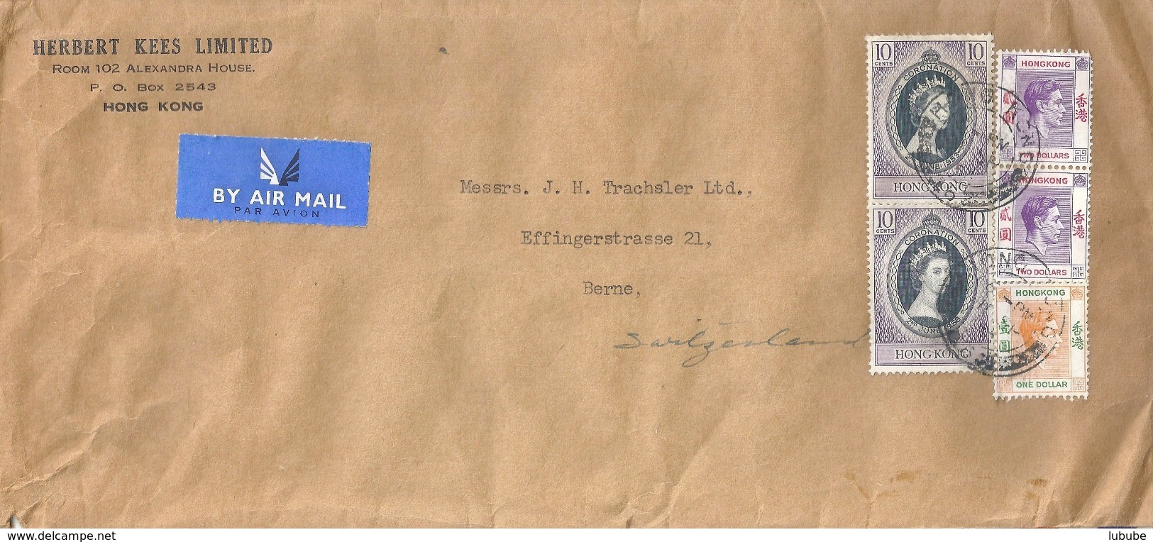 Airmail Brief  "Kees, Hong Kong" - Bern               1953 - Covers & Documents