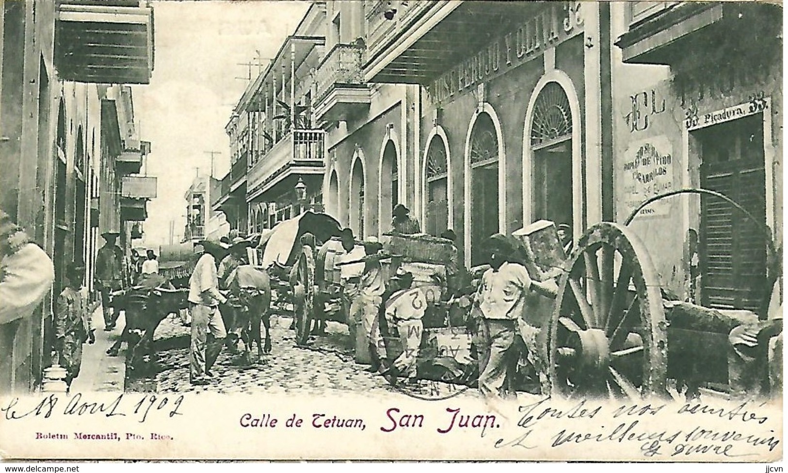 Puerto Rico - Porto Rico - Calle De Tetuan SAN JUAN 1902 - Superbly Animated & VG Postmarks Etc - Undivided Rear - Puerto Rico