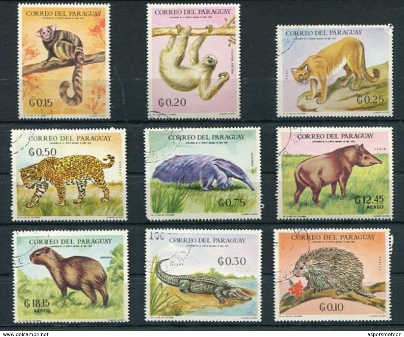 FAUNA - WILDLIFE - FAUNE. PARAGUAY YVERT 993/999 AEREO 551/552 MICHEL 1938/1946 COMPLETE SET OBLITERATED - LILHU - Andere & Zonder Classificatie