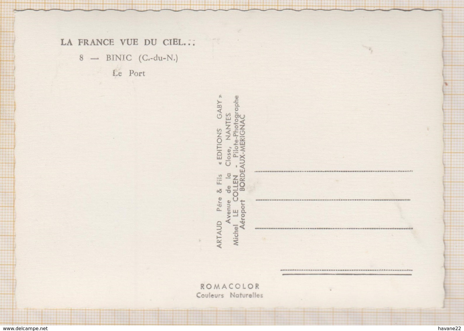 9AL1916 LA FRANCE VUE DU CIEL BINIC LE PORT 2 SCANS - Binic