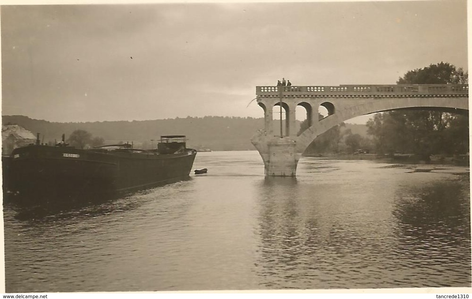 WW2 PHOTO ORIGINALE Pont Ko + Bateau à COURCELLES SUR SEINE Près Gaillon Aubevoye Les Andelys EURE 27 Entre Vernon Rouen - 1939-45