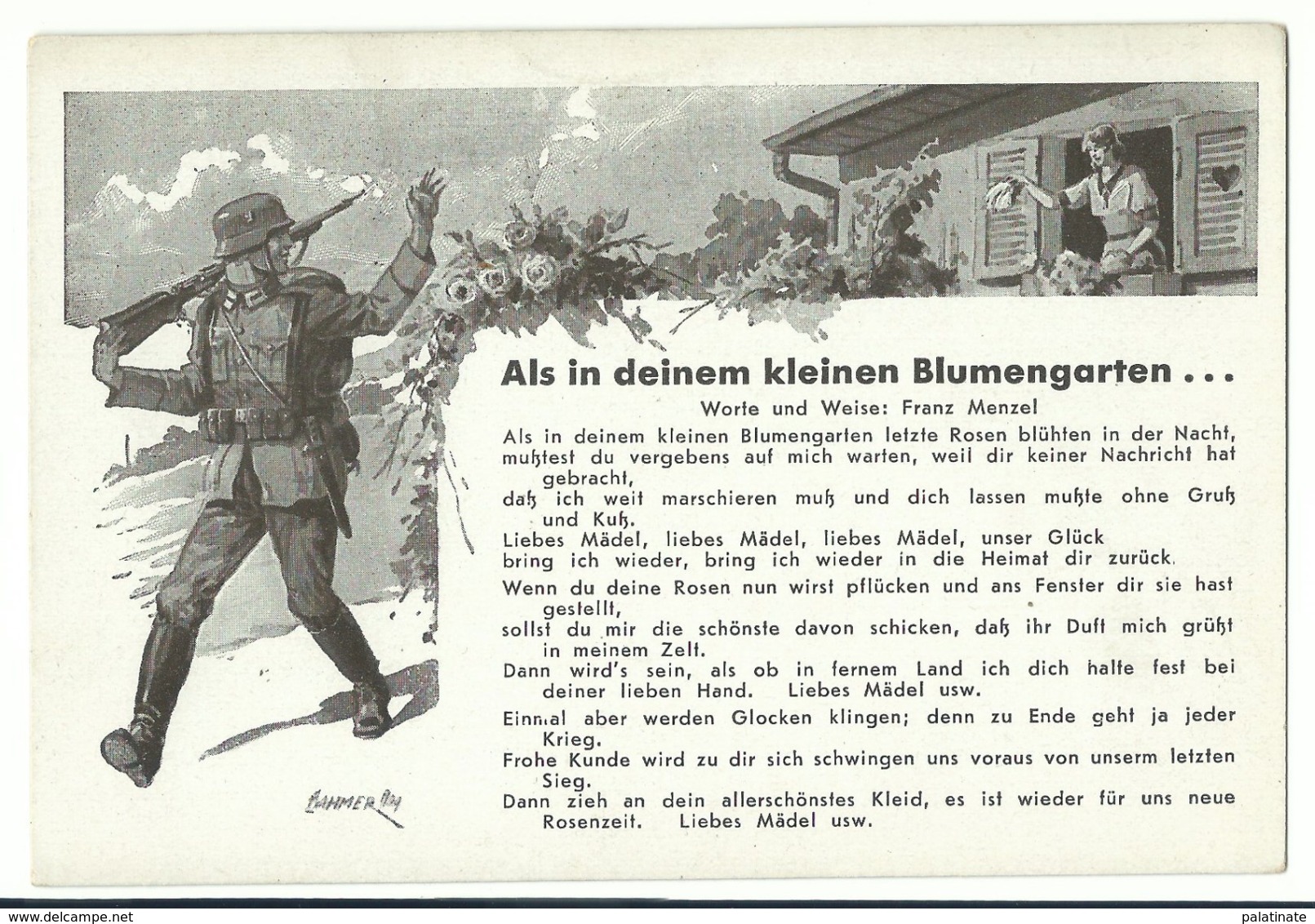 Liedkarte "Als In Deinem Kleinen Blumengarten...." Um 1940 - Weltkrieg 1939-45