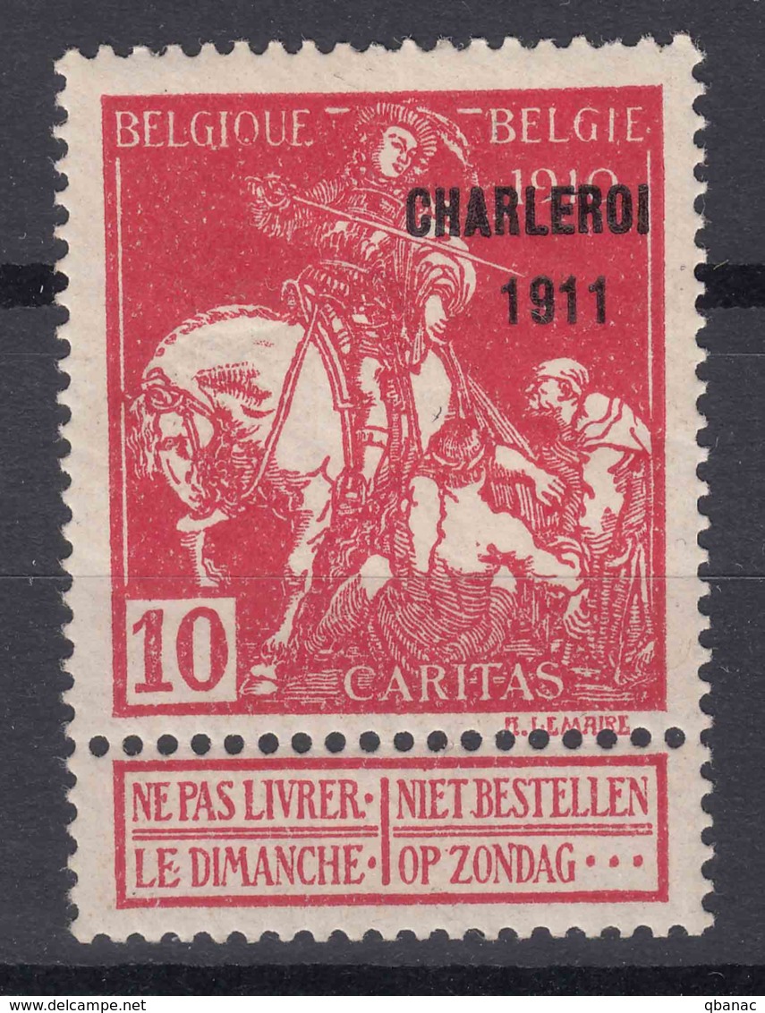 Belgium 1911 Caritas Charleroi 1911 Overprint Mi#88 III Mint Hinged - 1910-1911 Caritas