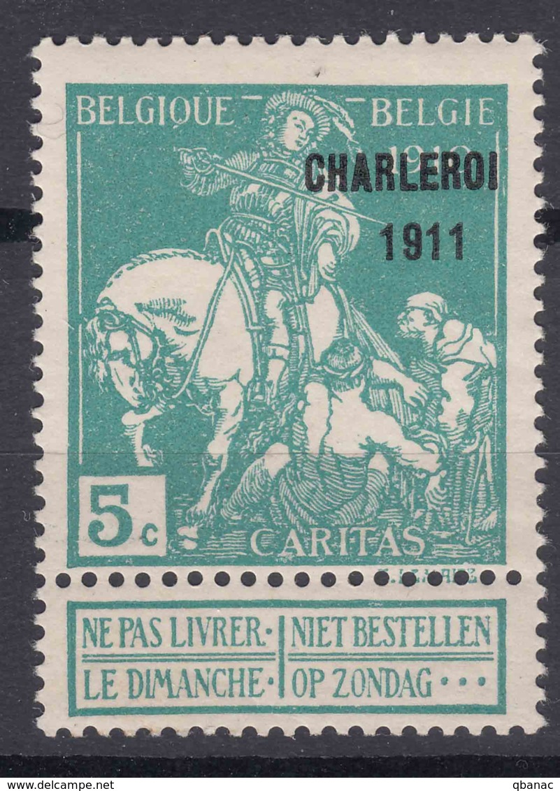 Belgium 1911 Caritas Charleroi 1911 Overprint Mi#87 III Mint Hinged - 1910-1911 Caritas