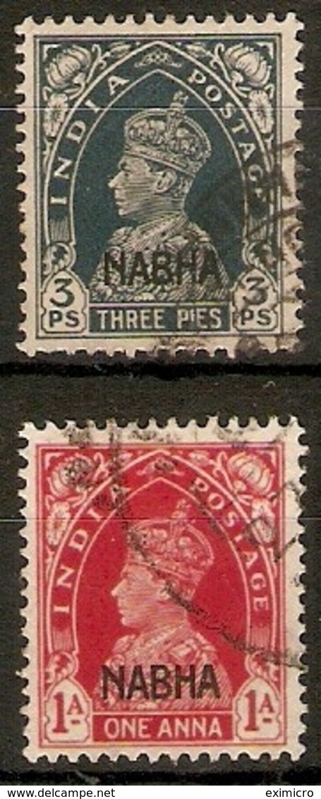 INDIA - NABHA 1938 3p, 1a SG 95, 98 FINE USED Cat £16 - Nabha