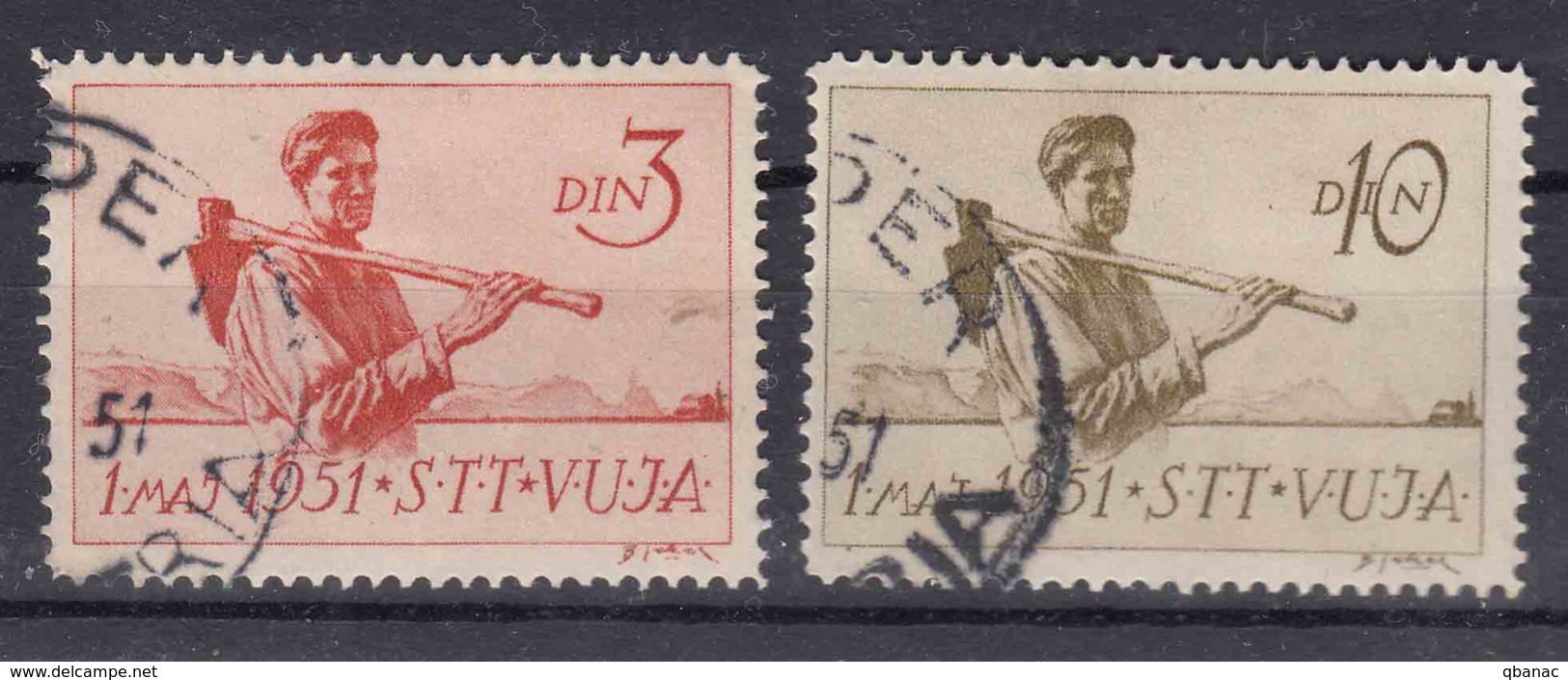 Italy Yugoslavia Trieste Zone B, 1951 Mi#50-51, Sassone#37-38 Used - Afgestempeld